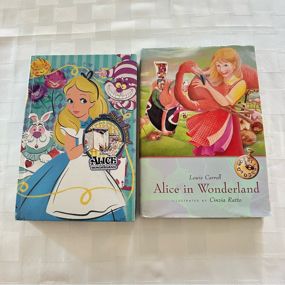 Alice in Wonderland Illustrated Book Set - Blue, Pink, Green Covers